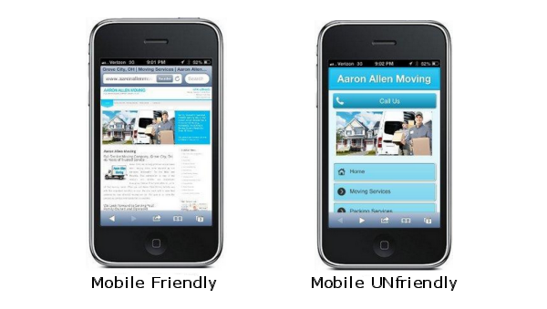 mobile friendly vs. mobile unfriendly